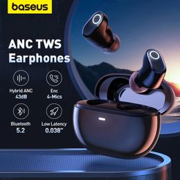 Earphones Baseus Bowie Wm05 Anc Tws Wireless Earphones Bluetooth 5.2 Earbuds,4mics Enc Noise Cancellation Headphone Hifi Quality Earphone