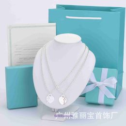 Family T Double Ring Tifannissm Necklace White copper silver plated family key heart shaped bead necklace for women steel seal lett Have Original Box