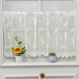 Curtain Half Curtains Rod Pocket Lace Short For Window Cabinet Door Cafe Living Room Pastoral Style Sheer Valance Wheat Ear