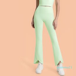 LU Plel of Velvet Yoga Show Pants Female High Waist Buttocks Thin Flared Trousers