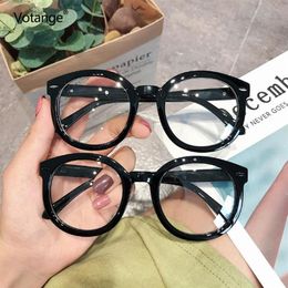 Women Plain Glasses Frame Men Anti Blue Light Eyeglasses Oversized Vintage Round Clear Lens Black Optical Spectacle Goggles E067 F2630