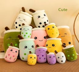 Party Plush Animal 24cm Cute Fruit Drink Stuffed Soft Pink Strawberry Milk Tea Cup Plush Boba Toy Foam Pillow Cushion Children033491691