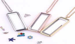 Mixed 10pcslot Upright rectangle Floating Charm plain Locket Magnetic Living Glass Memory Locket necklace women christmas gifts4783931