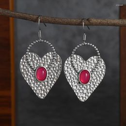 Dangle Earrings Simple Retro Lovecore Red Stone Women's Women Party Wedding Get-together Bohemian Metal Jewellery Gift