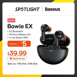 Earphones Baseus Bowie EX TWS Earphones 5.3 Bluetooth Headphones Touch Control Noise Cancelling Gaming Headset Wireless Earphones