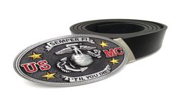 Fashion Belts For Men With United States Marine Corps USMC quotsemper FIquotquot Til You Diequot Big Belt Buckle Cowboy Cl5962779