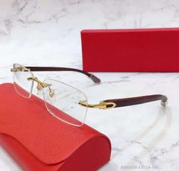 rimless eyeglasses gold wooden clear glasses gafas de sol eyeglasses frames mens new with box6821583