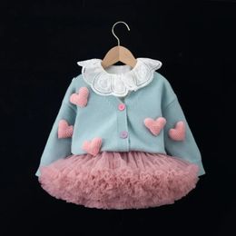 Korean Kid Set Baby Girls Suit Autumn Long Sleeve Children's Sweater Skirt Set Girl Lovely Print Pleated Skirt W-S1032 240103