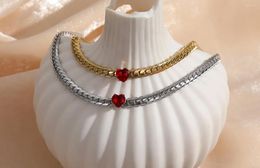 Choker Zircon Heart Pendant Necklace For Women Light Luxury Aesthetic Niche Clavicle Gold Silver-plated Jewellery G