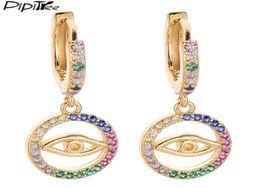 Hoop Huggie Pipitree Zircon Jewellery Round Charm Earrings Multicolor CZ Stones Loops For Women Lady Fashion Brincos7304289