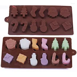 Baking Moulds Silicone Cake Molds Snowman Christmas Tree Wand Socks Brown Chocolate Tools