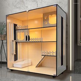 Cat Carriers Modern Wooden Cages Double Layer Cabinet Home Indoor House Large Free Space Cage Oversized Luxury Villa Z