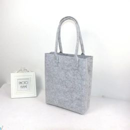 Men Minimalist Grey Felt Shopping Bag Ladies Wool Casual Tote Woman Vegan Handbag Shoulder Purse 240117