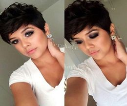 Human Brazilian short hair wigs for black woman Short lace front wig None lace wig pixy human cut hair pixie short full lace wigs1929903