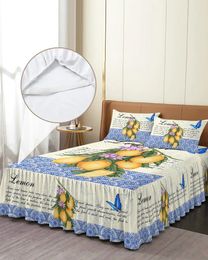 Bed Skirt Moroccan Retro Butterfly Fruit Elastic Fitted Bedspread With Pillowcases Mattress Cover Bedding Set Sheet