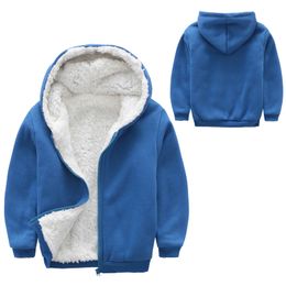 2-14Y Winter Kids Plus Velvet Sweatshirts Hoodies Jumper Thick Cotton Fashion Baby Boys Girl Warm Cashmere Coat Clothes Cartoon 240103