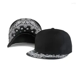 Ball Caps Fashion Men Women Baseball Cap Flower Printing Flat Hats Outdoor Sport Kpop Hip Hop Solid Black Trend Snapback Gorras EP0236