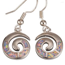 Dangle Earrings KONGMOON Spiral Shape Lavender Purple Fire Opal Silver Plated Jewelry For Women Drop