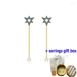 Stud Earrings Fashionable And Cha Sterling Silver High Quality ED005 Pearl Butterfly Insect Bow Key Leaves Stars Kink Ring Tassel