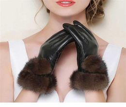 Women039s Mink Fur Gloves Real Sheepskin Leather Gloves Touch Screen Winter Warm Female Luxury Mittens S2433 2112246860776