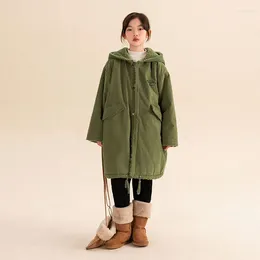 Down Coat Girls' 2024 Children's Mid Length Imitation Lamb Wool Winter Wear With Added Velvet On Both Sides Padded 7-54