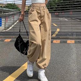 Women's Jeans Vintage Khaki Drawstring Work Pants Female Spring And Autumn Loose Hundred Straight Casual Lantern Fashion Wide-leg