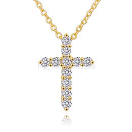 2mm-5mm Width 925 Sterling Silver Necklace with VVS ice out Moissanite Pendant For Hip Hop Cross Pendant Necklace