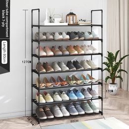 Storage shoe rack stainless steel multilayer cabinet household doorstep dustproof storage economical 240102