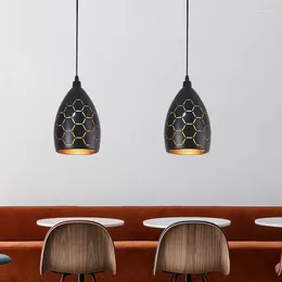 Pendant Lamps Fashion Lighting Vintage Industrial Restaurant Chandelier Creative Black Gold Gourd 1 Head Openwork Iron