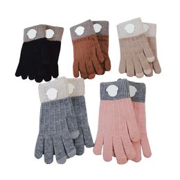 Gloves Women Wool Gloves Designer Print Knitted Mittens Contrast Colour Warm Plush Gloves Autumn Winter Outdoor Woollen Gloves for Cycling