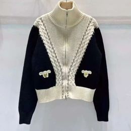 women jacket designer sweater womens autumn fashion short knitwear simple knit jackets loose casual zipper coat applique cardigan sweaters