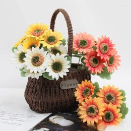 Decorative Flowers 27CM Artificial Flower Sunflower Wedding Home Decoration African Chrysanthemum Vase Arrangement Accessories