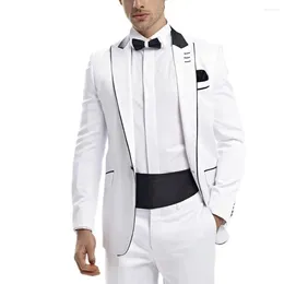 Men's Suits Men Wedding White Jacket Pants Two Piece Trajes Elegante Para Hombres Slim Fit Costume Masculino