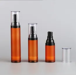 Storage Bottles 50ml Frosted Brown Airless Bottle Black Pump Lid Sprayer Toner/Serum/Lotion/Emulsion/Foundation/UV Essence Cosmetic Packing