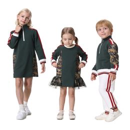Children' 1 To 14 Fall Winter Hoodie Stretchy Soft Dress Cotton Turtleneck Sweatshirt Family Matching Clothes 240102