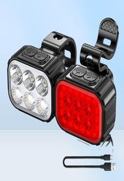 Bike Lights Bike Light Q6 2PCS LED Bicycle Front Rear lights USB Charge Headlight Cycling Taillight Bicycle Lantern Bike Accessori1881114