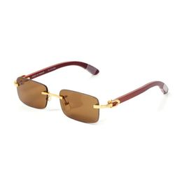 Luxury Designer Sunglasses for Men Women Buffalo Horn Carti Sun Glasses Classic Frameless Brand Fashion Adumbral Wooden Sunglass