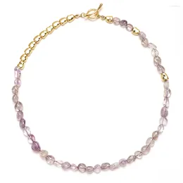 Choker Irregular Purple Tourmaline Stone Necklace Female Wonderful Life 14k Plated Gradient Luxury Crystal Jewellery