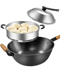 Pans Deepening Cast Iron Wok Old Frying Pan Uncoated Household Non-stick Special Pig For Induction Cooker