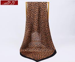 2020 Silk Satin Scarf Women Leopard print big Square Shawl hijab Fashion Spring Elegant 9090cm Scarves foulard 1743152