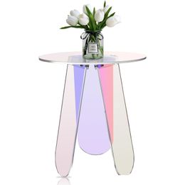 Living Room Furniture Acrylic Round Side Table Iridescent Modern Coffee Unique End Small For Spaces Outdoor Patio Bed Sofa Home Drop Dh7Mb