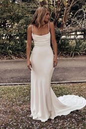 Sheath Wedding Dress Chapel Train Cusomized Bridal Gowns DL-10015