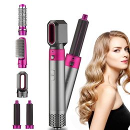 Electric Hair Brush 5-in-1 Heated Comb Automatic Curling Iron Professional Rod Home Hot Air Brush Styling Toolkit Automatic Suction Hair Styling Comb Dropshipping