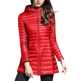 Women's Trench Coats Women Coat Autumn Winter Down Jacket Warm Ultralight Hooded Jackets Long Sleeve Parka Quilted Body Warmer PufferJacket