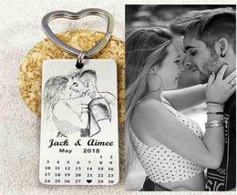 Personalised Calendar KeychainPo calendar key chain Hand Stamped Engrave Po Keychain Picture Keyring Custom Gift 2104102117694