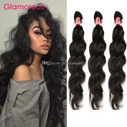 Wefts Glamorous Brazilian Human Hair Weave Bundles Natural Wave Wavy Hair Bundles 3 Pieces Lot Brazilian Hair Weave For Black Women