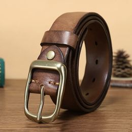 33CM Fashion Men High Quality Genuine Leather Belt Luxury Designer Belts Copper Buckle Strap Male Jeans For Man Cowboy 240103