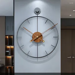 Wall Clocks Luxury Kitchen Large Clock Modern Metal Wood Silent Watches Design Art Living Room Decorations Gift Ideas W