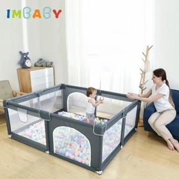 IMBABY 150*180cm Baby Playpens Balls Pool Baby Playground Double Doors Playpen for Children Indoor Safety Barrier Kids Fence 240102