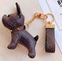 Official Original Luxury With LL Brand Bulldog Key leather keychain straps fashion female mens cute long high quality golden key M9475057
